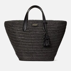 NWT Kate Spade Cabana Straw Large Beach Vacation Tote Black